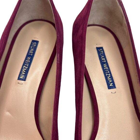 Stuart Weitzman Gabby 45 Suede Chunky Heel Pumps Women’s Size 10 - Picture 4 of 9